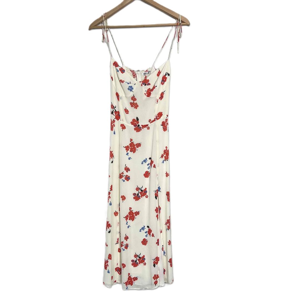Reformation Sz 6 Juliette Midi Dress in Chagall Floral Print High Slit Straps